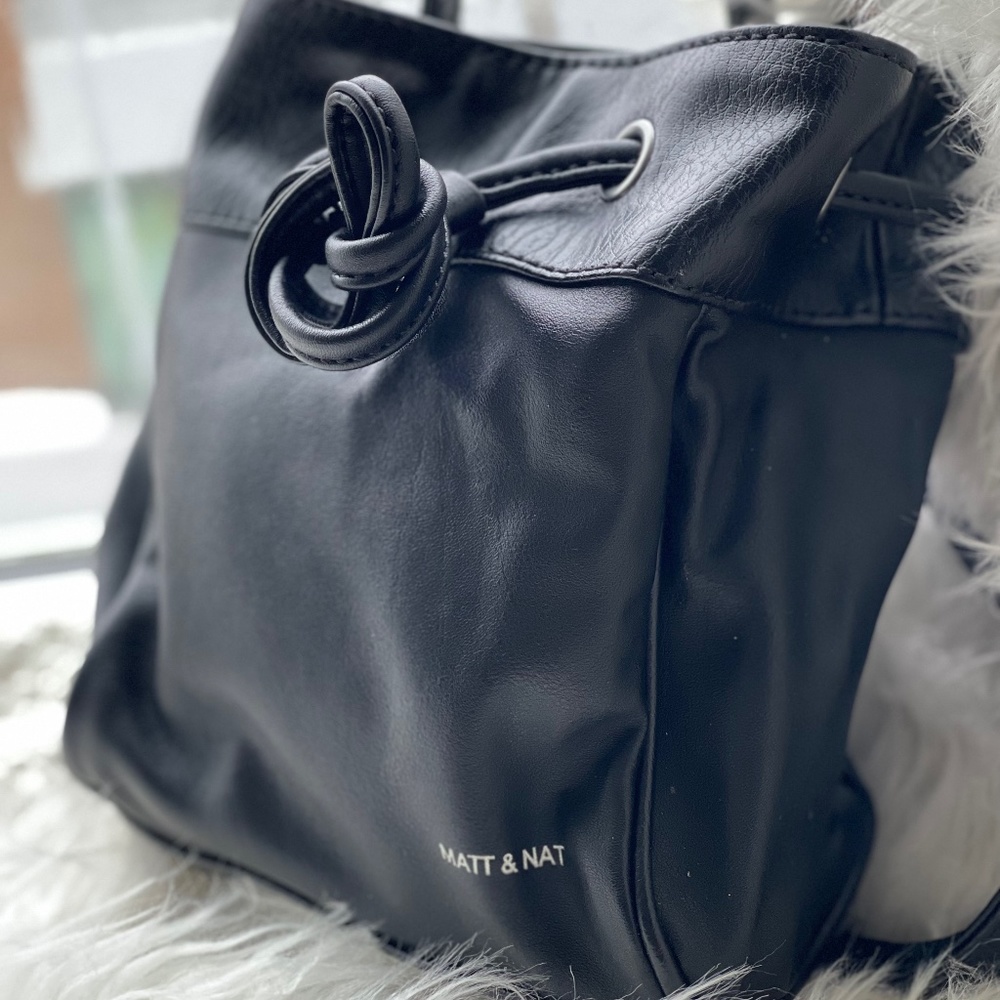 Black Matt & Nat Mini Bucket Bag